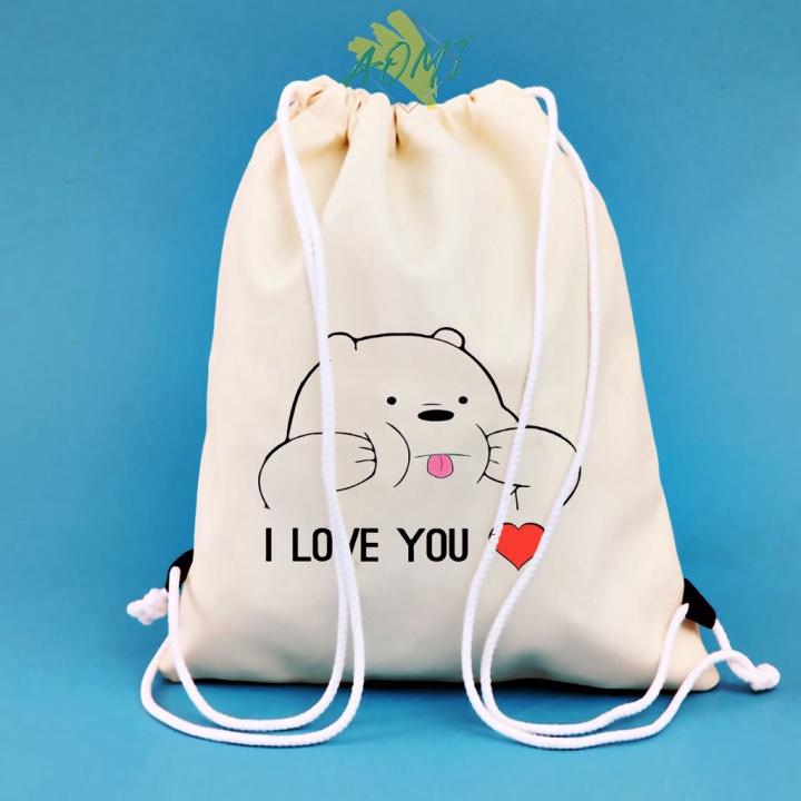 [Nhiều mẫu Đẹp] BALO MINI GẤU TRÀ SỮA  AOMIVN DÂY RÚT NHỎ XINH UNISEX CHẤT CANVAS THỜI TRANG CUTE XINH ĐẸP TIỆN ÍCH
