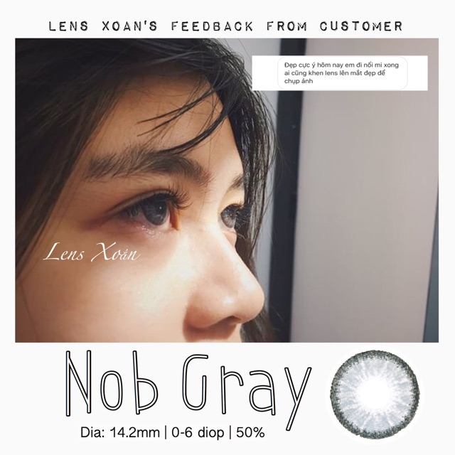 KÍNH ÁP TRÒNG NOB GRAY- HERA: Lens xám trắng ánh xanh siêu tây, hạn 6 tháng| Lens Xoắn (Giá 1 chiếc, đọc lưu ý khi đặt)