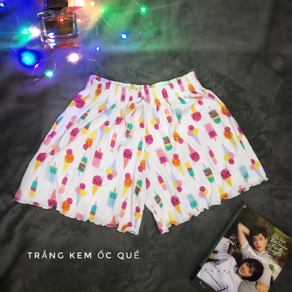 [𝐒𝐀𝐋𝐄 𝐒𝐇𝐎𝐂𝐊] Quần đùi Thái Lan nhún viền cute - QUẦN ĐÙI NGỦ nữ vải Cotton Thái mềm mát free size 40-65kg | BigBuy360 - bigbuy360.vn