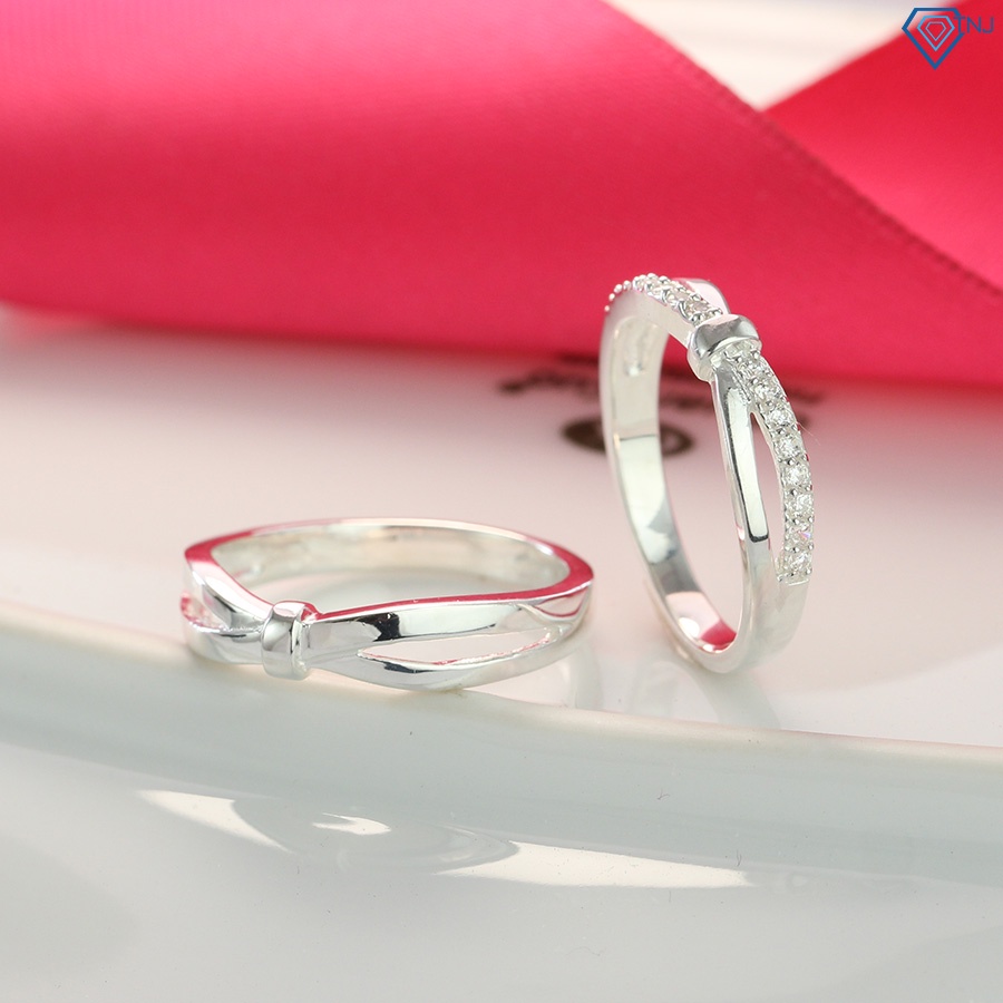 Nhẫn bạc cặp 925 nam nữ đính đá khắc tên ND0408 Trang Sức TNJ