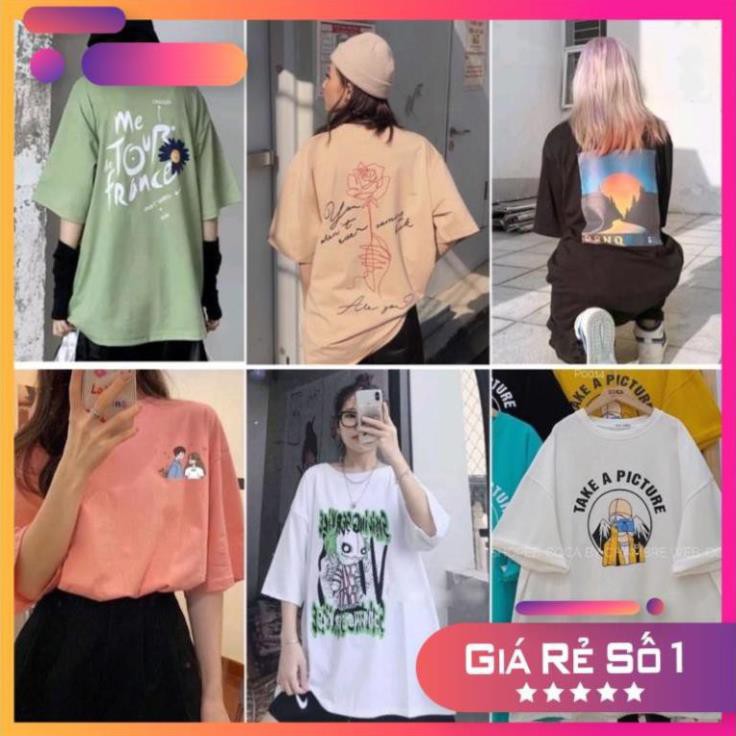 [Xả Kho 02]Áo Thun Tay Lỡ Unisex Nam Nữ-Áo Phông Form Rộng Cổ Tròn, Mặc Lớp, Nhóm, Cặp In Hình Freesize Moonstore
