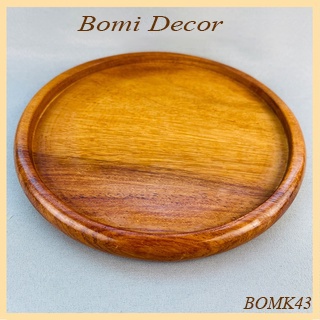 Khay gỗ Decor BOMI- Khay gỗ đựng đồ ăn gỗ đỏ, gỗ dâu hình tròn siêu xinh size 35  BOMK43B