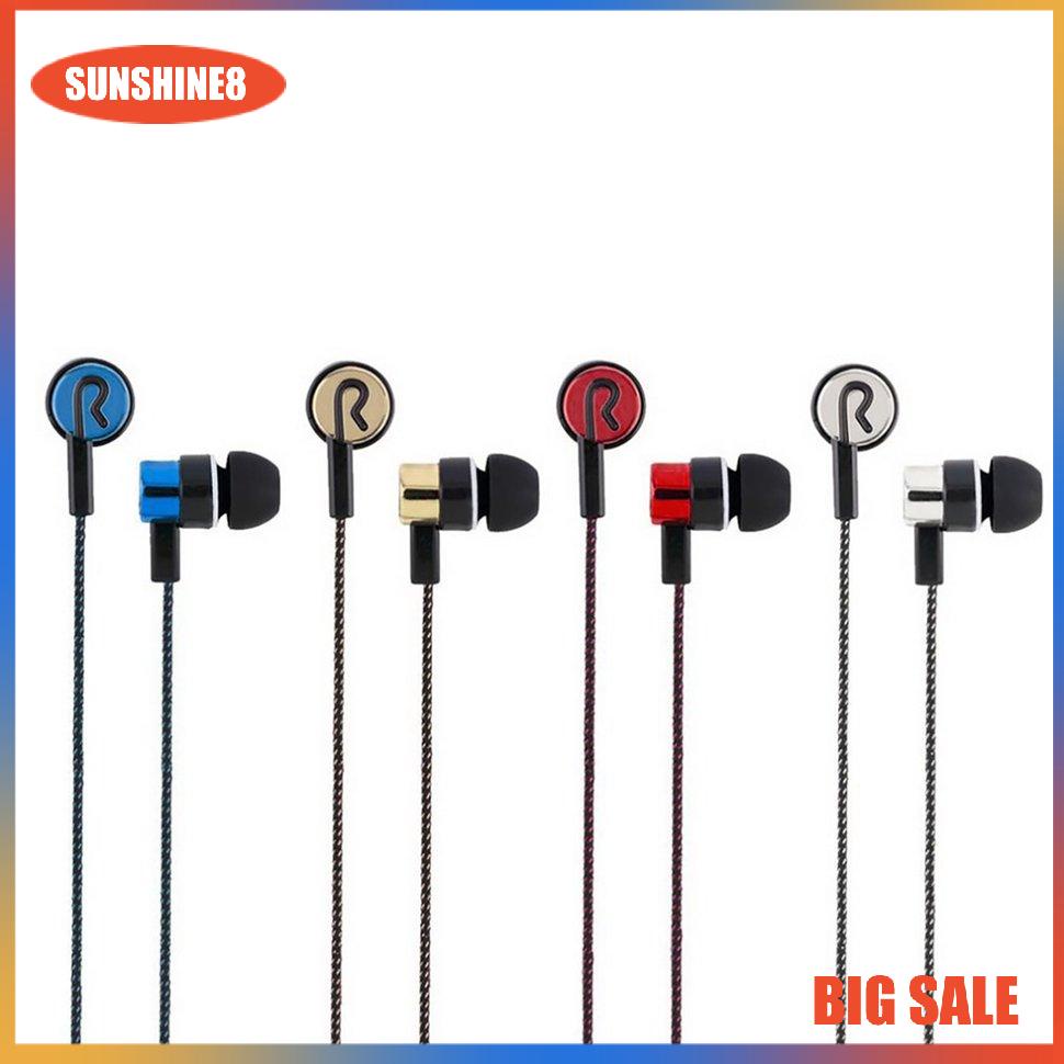 【SUN】Earphone Braided Wiring Super Bass In Ear Stereo Earphone Noise Isolating