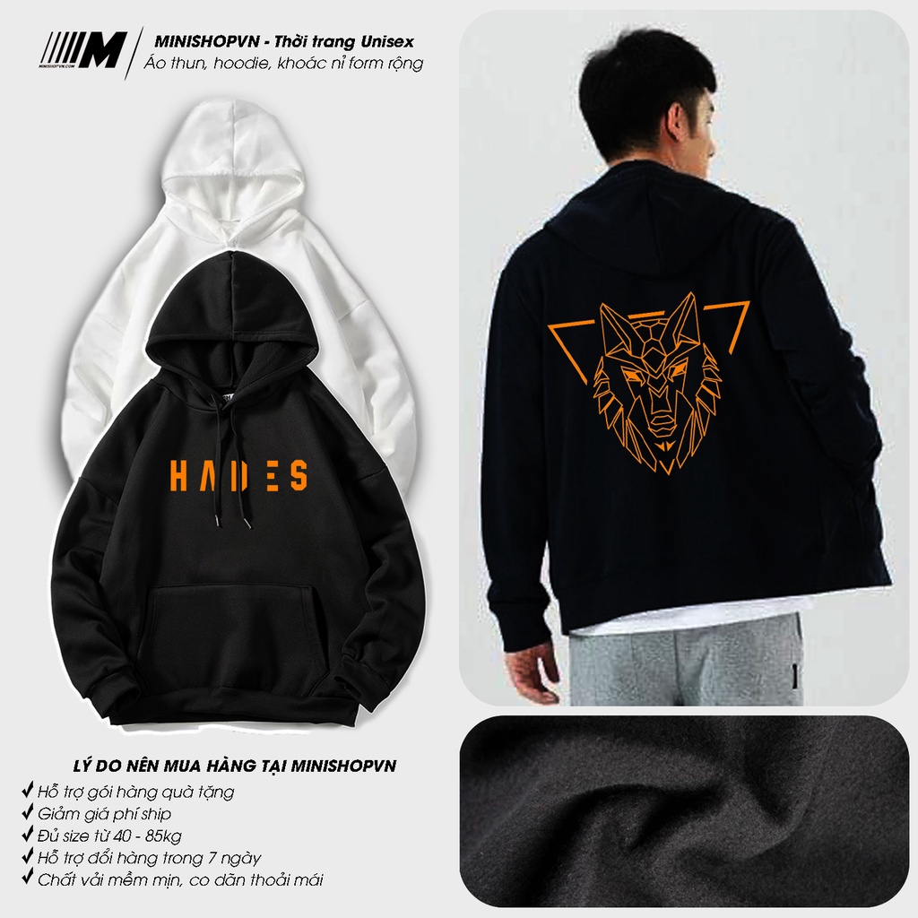 Áo nỉ hoodie nam nữ Hades chất nỉ bông dày ấm dáng rộng thoải mái
