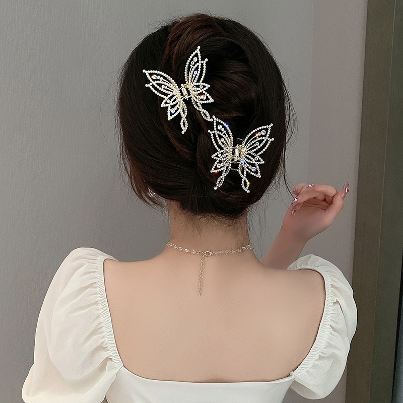 Kẹp tóc CHLINS hình bướm đính ngọc trai giả thời trang cho nữ