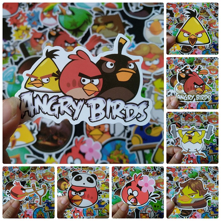 Bộ Sticker dán cao cấp chủ đề ANGRY BIRDS - Dùng dán Xe, dán mũ bảo hiểm, dán Laptop...