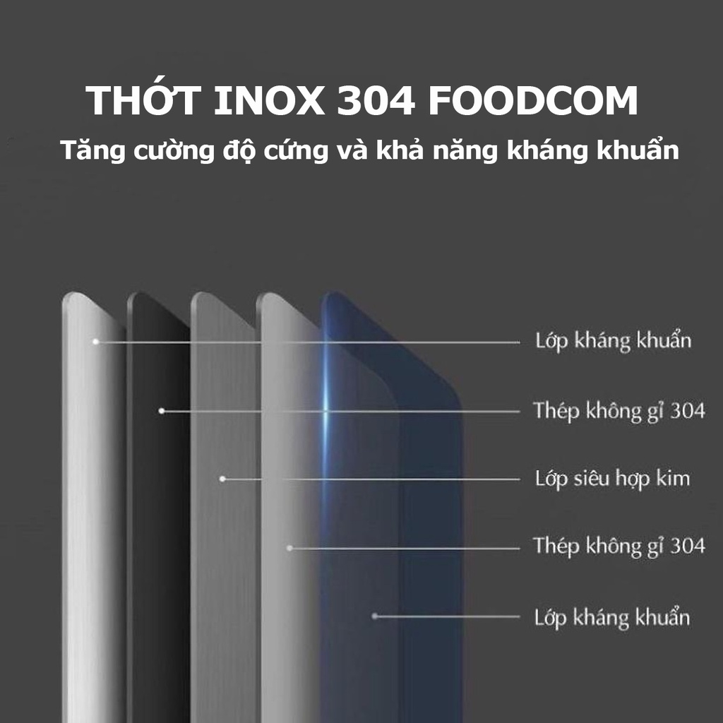 Combo 2 Thớt inox 304 đa năng FOODCOM không han gỉ, kháng khuẩn, giữ gìn vệ sinh an toàn thực phẩm