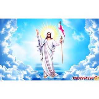Tranh dán tường 3d hình Chúa Jesus, Hình Đức Mẹ Maria