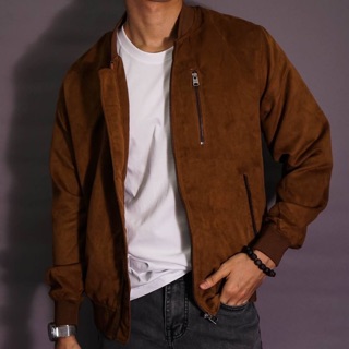 Áo khoác bomber da lộn 2 lớp