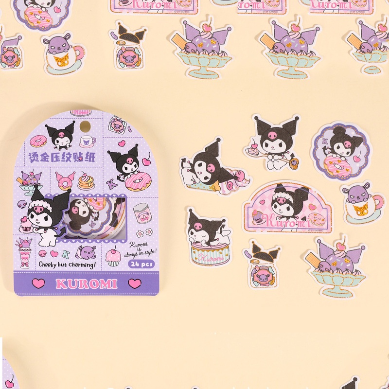 SANRIO Bộ 24 Miếng Dán Trang Trí Sổ Tay Hình Mèo Hello Kitty DIY