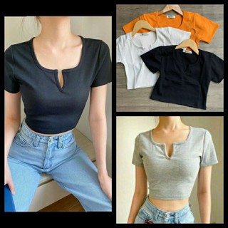 ÁO CROPTOP THUN GÂN BODY CỔ V