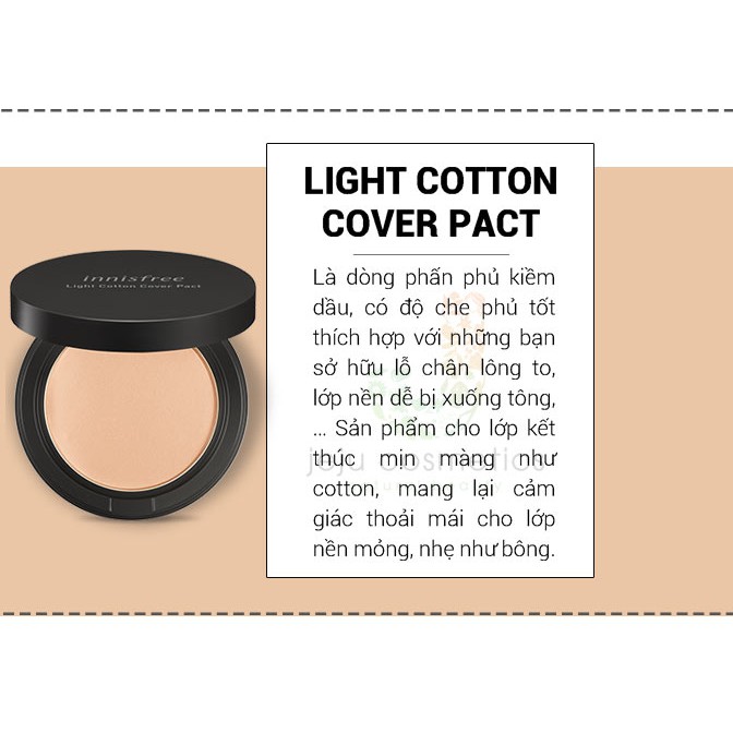 Phấn Phủ Dạng Nén Kiềm Dầu, Che Phủ Tốt, Cho Lớp Nền Nhẹ Như Bông Light Cotton Cover Pact SPF30/PA+++ 12g | BigBuy360 - bigbuy360.vn
