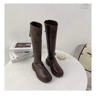 (sẵn 35 36 40 đen / 39 trà/ 37 nâu)mã B03 - Boot đùi mềm đế 5cm da trơn gân