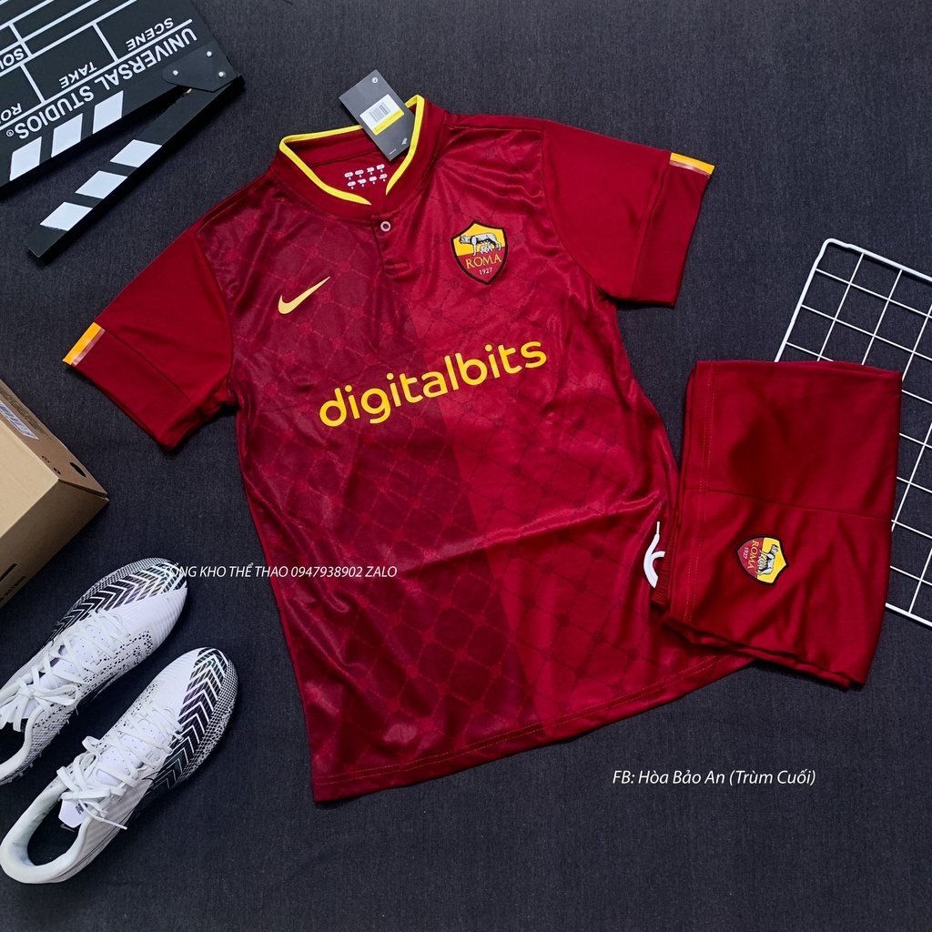 Áo Bóng Đá CLB AS Roma Sân nhà 2023 Màu Đỏ - Bộ Quần Áo Đá Banh Đội Tuyển AS ROMA Vải Thái Chuẩn Áo Thi Đấu