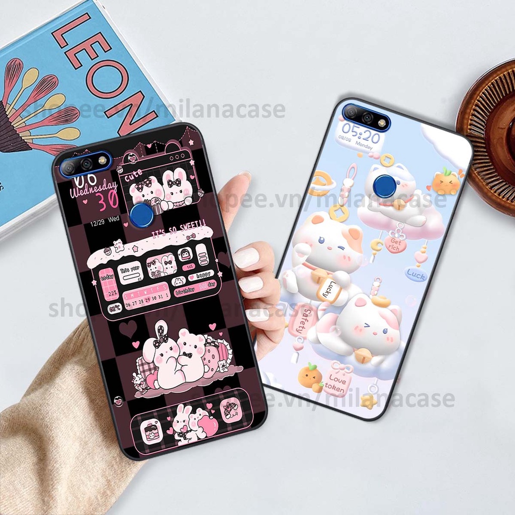 Ốp Huawei Y7 Prime 2018 / Y7 Pro 2018 hình đồng hồ icon gấu mèo cute cực dễ thương ngộ nghĩnh