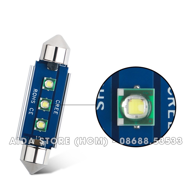 Bóng LED đèn trần xe ô tô tản nhiệt xanh 2-3SMD CREE cực sáng - DC12v