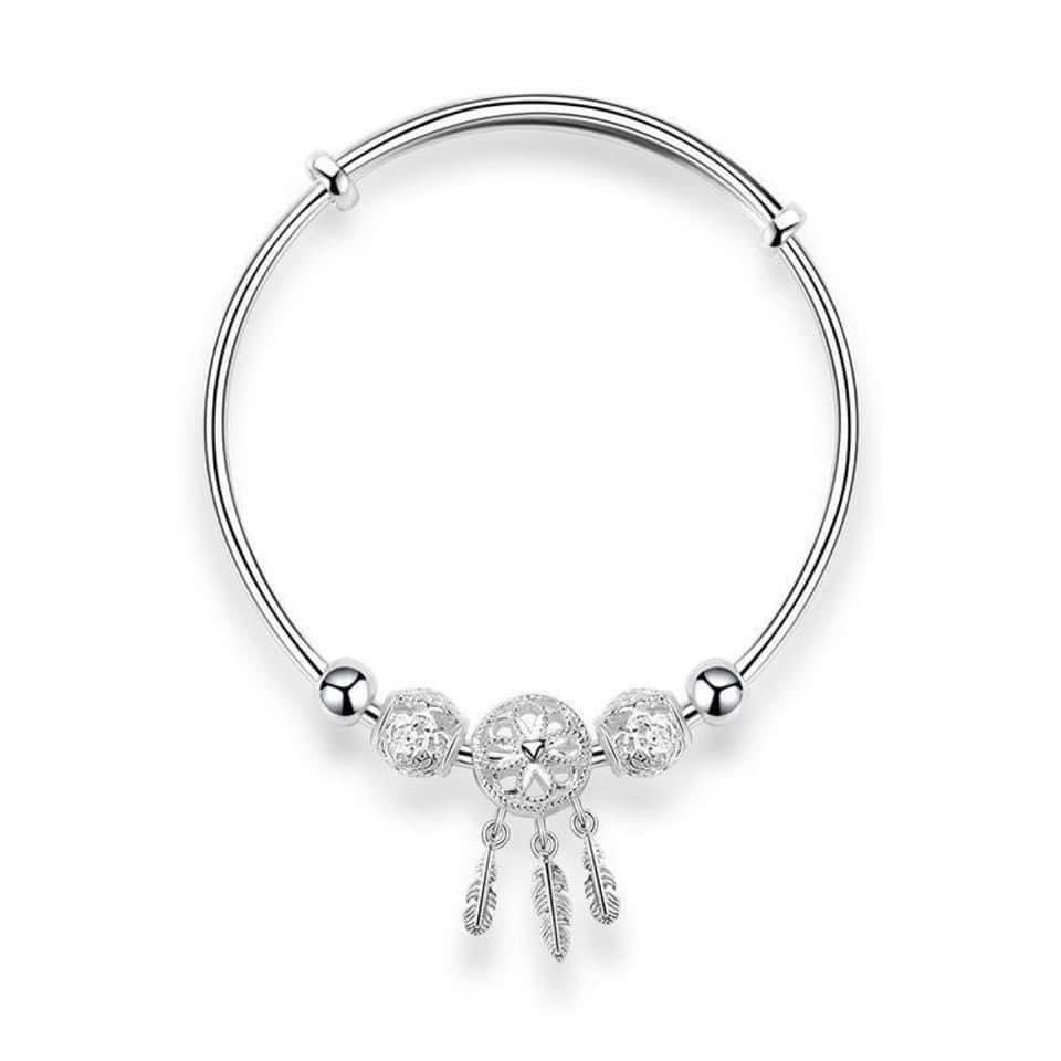 Vòng đeo tay lắc tay Pandora mạ bạc 925 kèm charm sáng đẹp