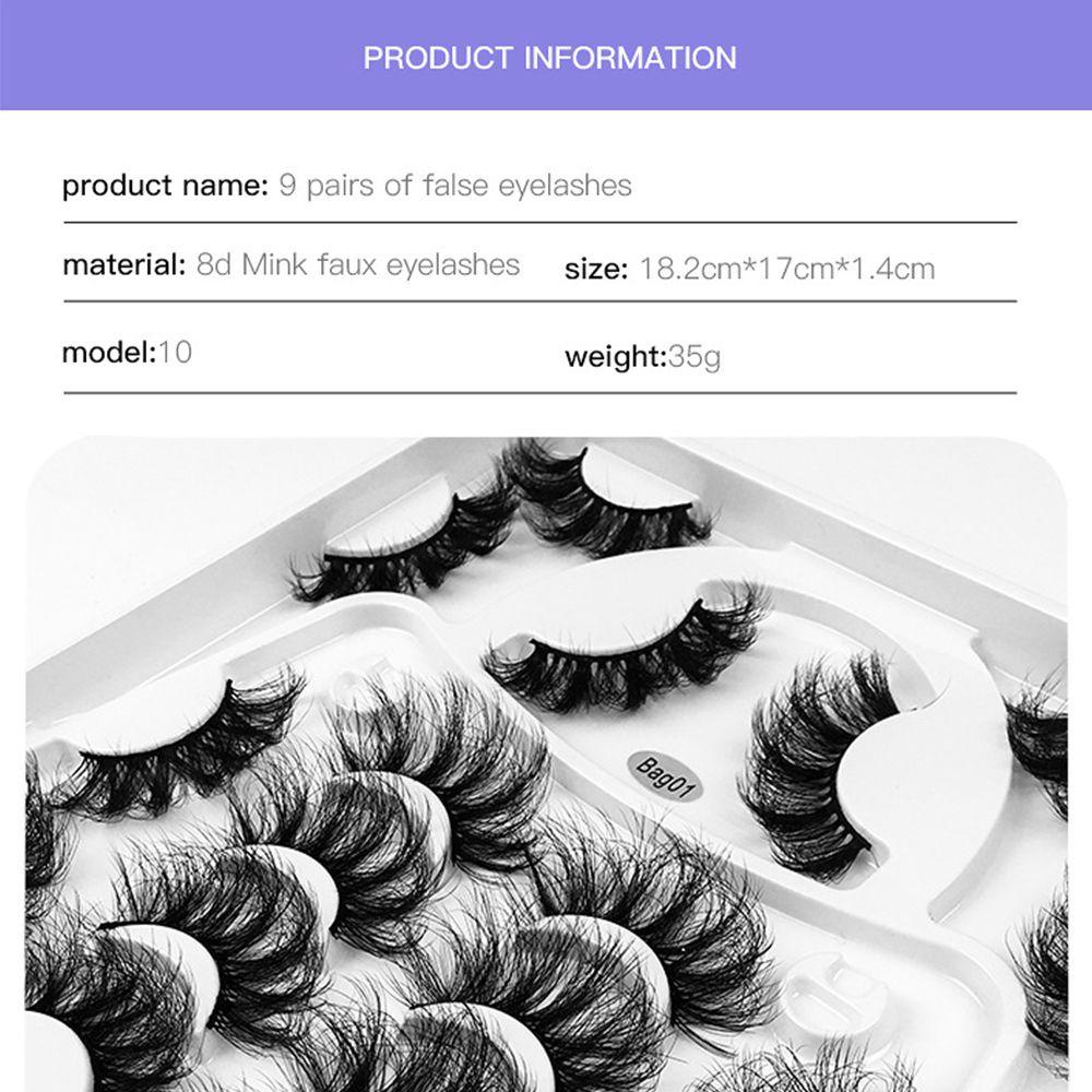 Bộ 9 Cặp Lông Mi Giả Ngắn 22mm-25mm