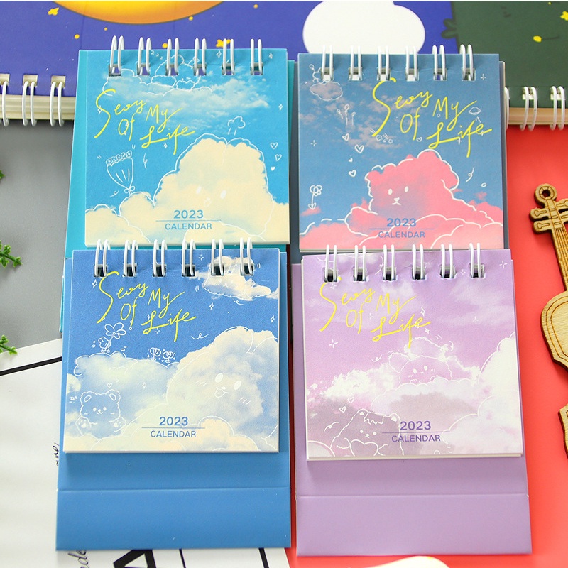 1 Lịch Để Bàn Mini 2023 65 * 70mm Hình Hoạt Hình Đáng Yêu, Kích Thước 2023