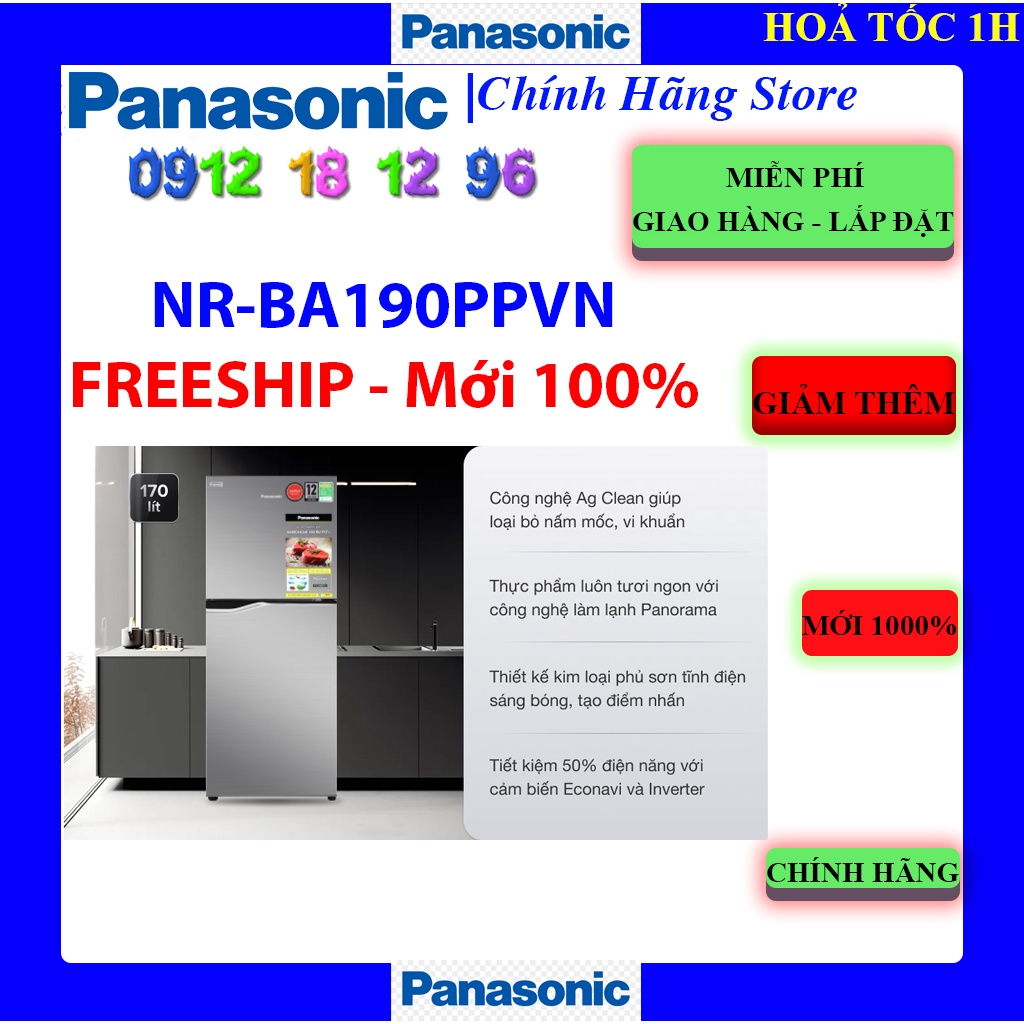 Tủ lạnh Panasonic Inverter 170 lít NR-BA190PPVN