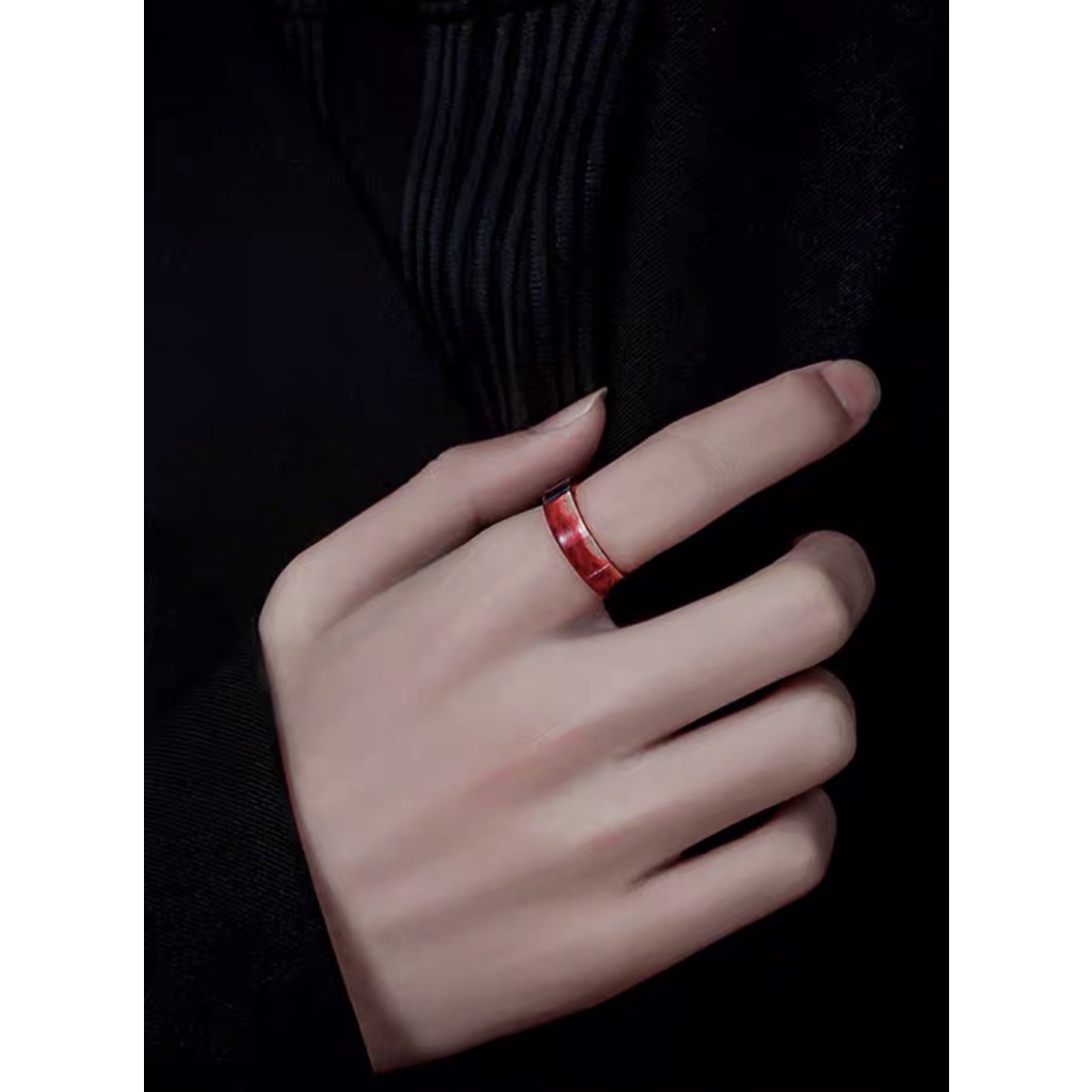 Nhẫn Nam Nữ Bạc Đẹp Cá Tính Unisex HipHop Basic Ngầu Trơn Nam Blud Ring Lucifer Store Nhẫn Titan Không Gỉ - Blud Ring