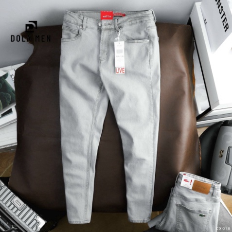 Quần Jean Nam LACOSTE CX018 BASIC Màu Xám Nhạt Form SlimFit mềm mại co và giãn Hàng Xuất Xịn Có Big Size