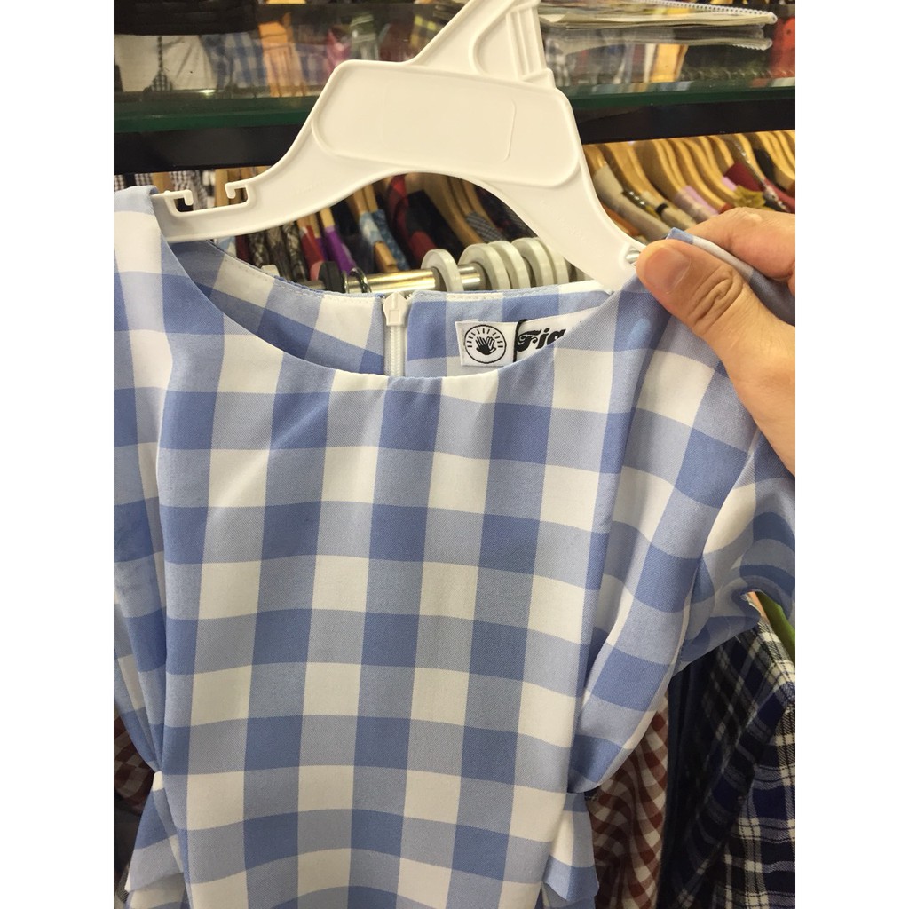 Combo Sơ Mi Váy Gia Đình FIGTREE Caro Xanh Mã 133A Siêu Yêu Thương