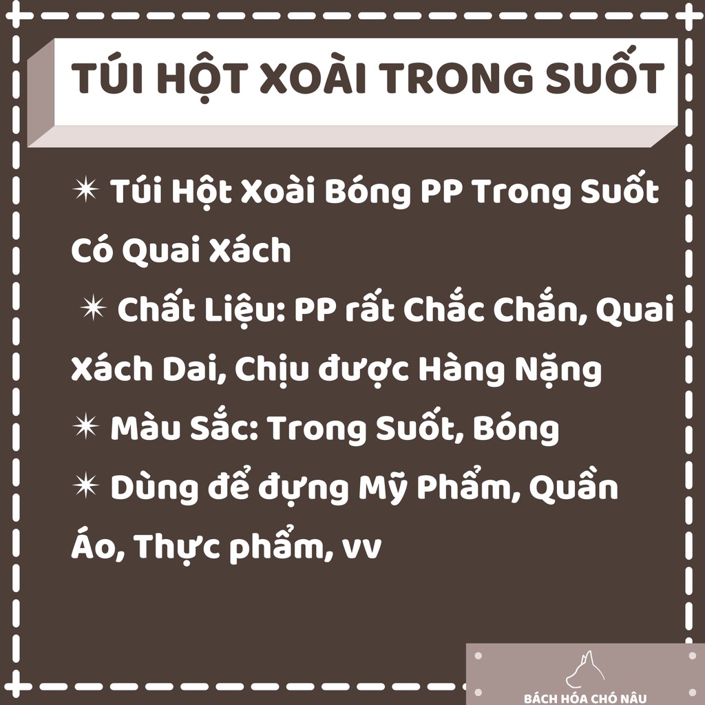 [500Gr] Túi Hột Xoài Bóng PP Trong Suốt Có Quai Xách [Dày Dai] [Không Mùi]