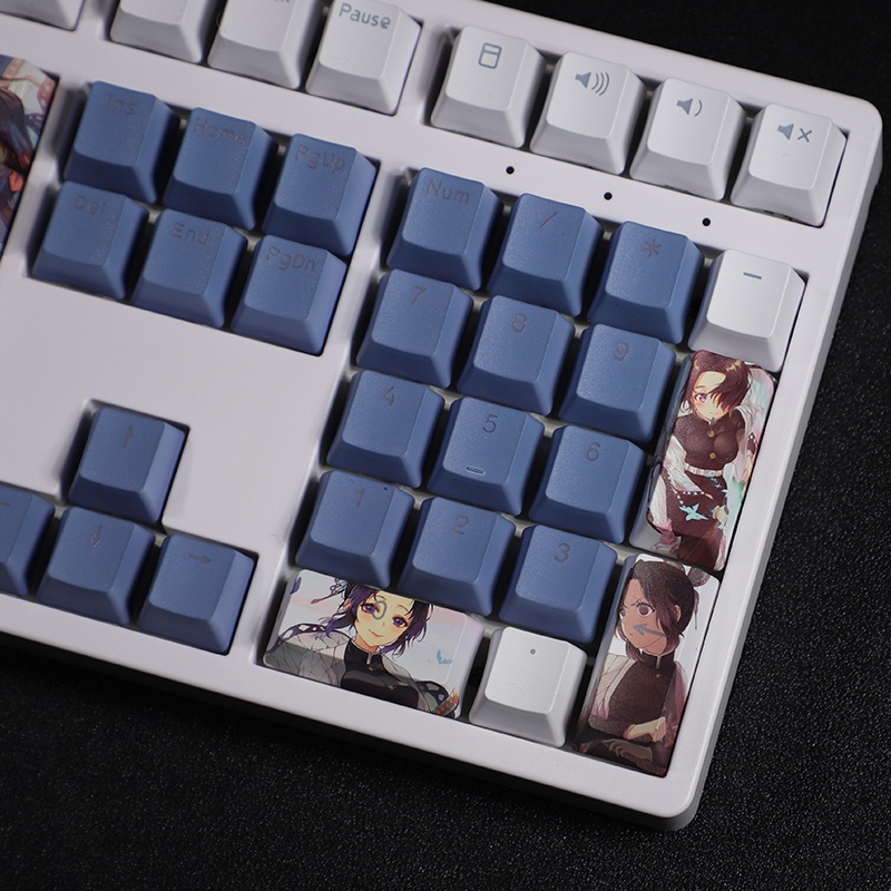 Kochou Shinobu keycap Demon Slayer keycap Cherry profile PBT Dye-thăng hoa bàn phím cơ học keycap hai chiều Anime keycaps 108 phím