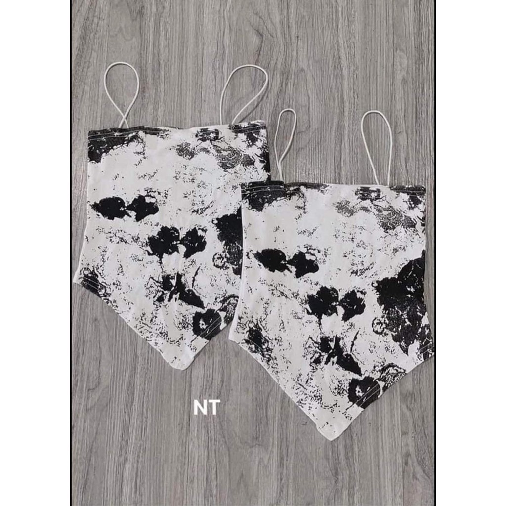 Áo yếm nữ quây ngực croptop họa tiết loang đi biển du lịch mùa hè cực cool