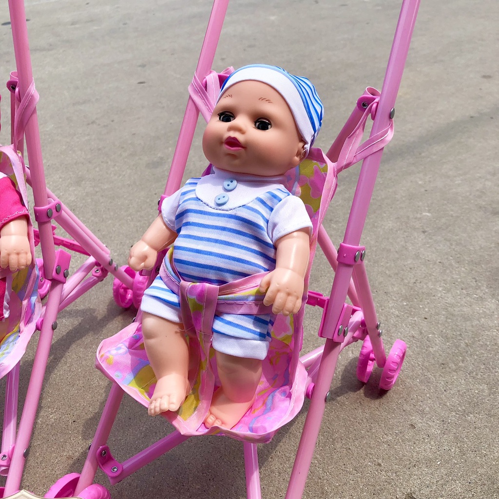 Đồ Chơi Trẻ Em Xe Đẩy Em Bé Kích Thước Bê 25cm Mắt Nhắm Mở Món Đồ Yêu Thích Của Mọi Bé Gái Hiếu Toys