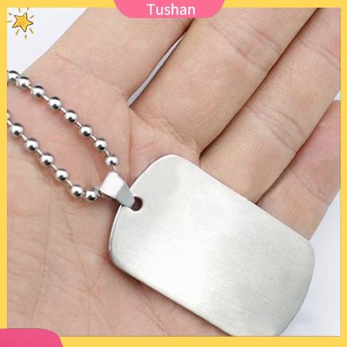 TUSH_Men's Women's Punk Fashion 316L Stainless Steel Polished Rectangular Dog Tag Necklace