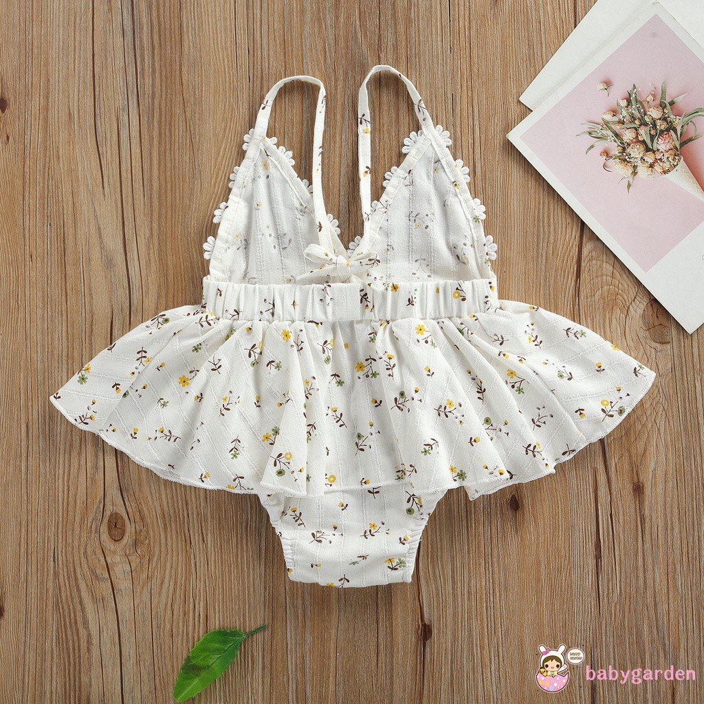 Bộ Áo Liền Quần Hai Dây Cổ Chữ V Hở Lưng In Hoa 3 Màu Tùy Chọn Thời Trang Mùa Hè Cho Bé Gái 0-24 Tháng Tuổi