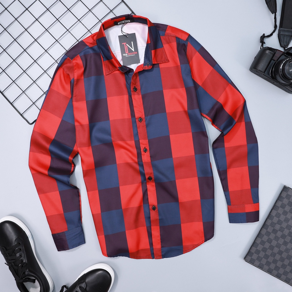 Áo sơ mi nam dài tay ⚡LỊCH LÃM - ĐẲNG CẤP⚡ Họa tiết caro chất liệu lụa Twill mềm mịn siêu mát | BigBuy360 - bigbuy360.vn