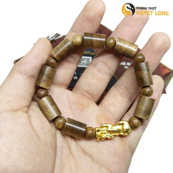 Chuỗi Trầm Hương Dạng Trúc Mix Charm Tỳ Hưu Tài Lộc, Vòng Tay Trầm Hương Tài Lộc Mix Tỳ Hưu