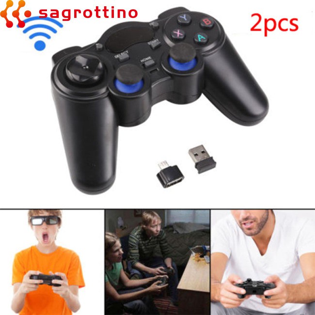 HOG 2 Pcs 2.4G Wireless Game Controller Gamepad Joystick for PS3 Android TV Box