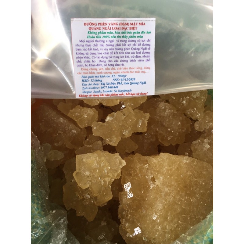 1KG ĐƯỜNG PHÈN VÀNG (ĐẬM) MẬT MÍA ĐẶC SẢN QUẢNG NGÃI