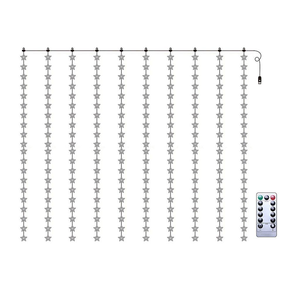 Dây Đèn LED 100 / 200 Bóng Hình Ngôi Sao Năm Cánh Trang Trí Rèm Cửa Tiệc Cưới