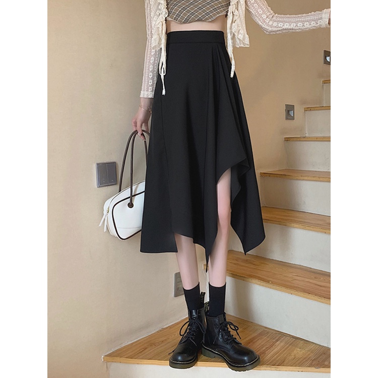 Chân váy dài COZOK lưng cao thiết kế không đối xứng xinh xắn thời trang