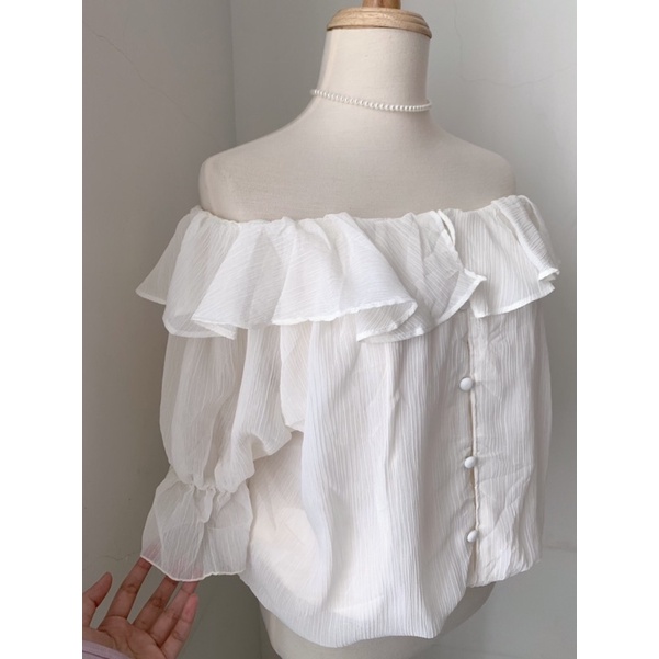 Min2handshop Áo bẹt vai thiết kế korea free size