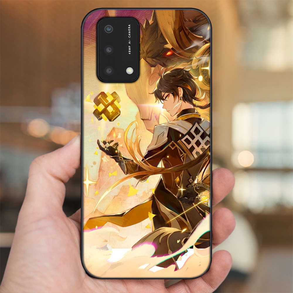 Ốp lưng Oppo A74, A93 5G, A95 viền đen in hình Zhongli Genshin Impact