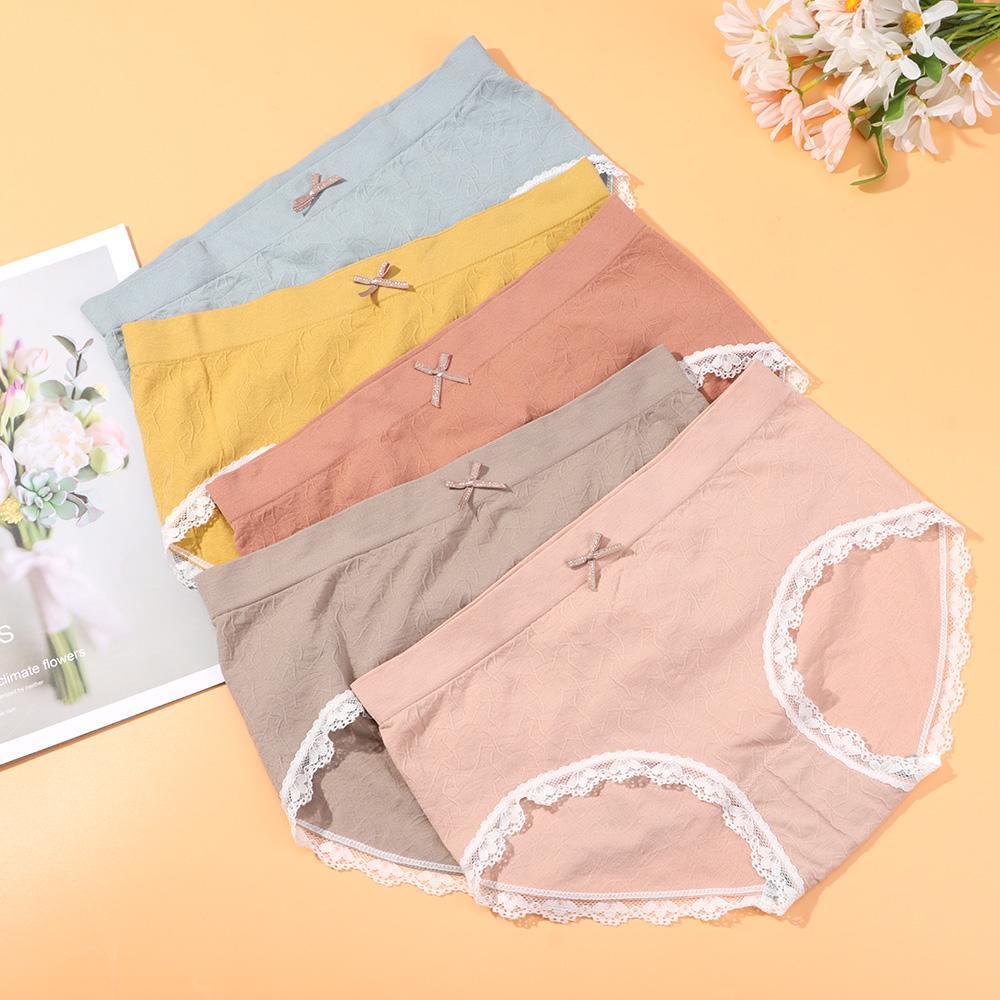 1 Quần Lót Cotton Phối Ren Không Đường May Quyến Rũ Cho Nữ