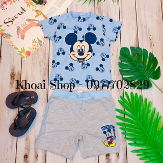 Bộ bé trai hoạ tiết Micky xanh