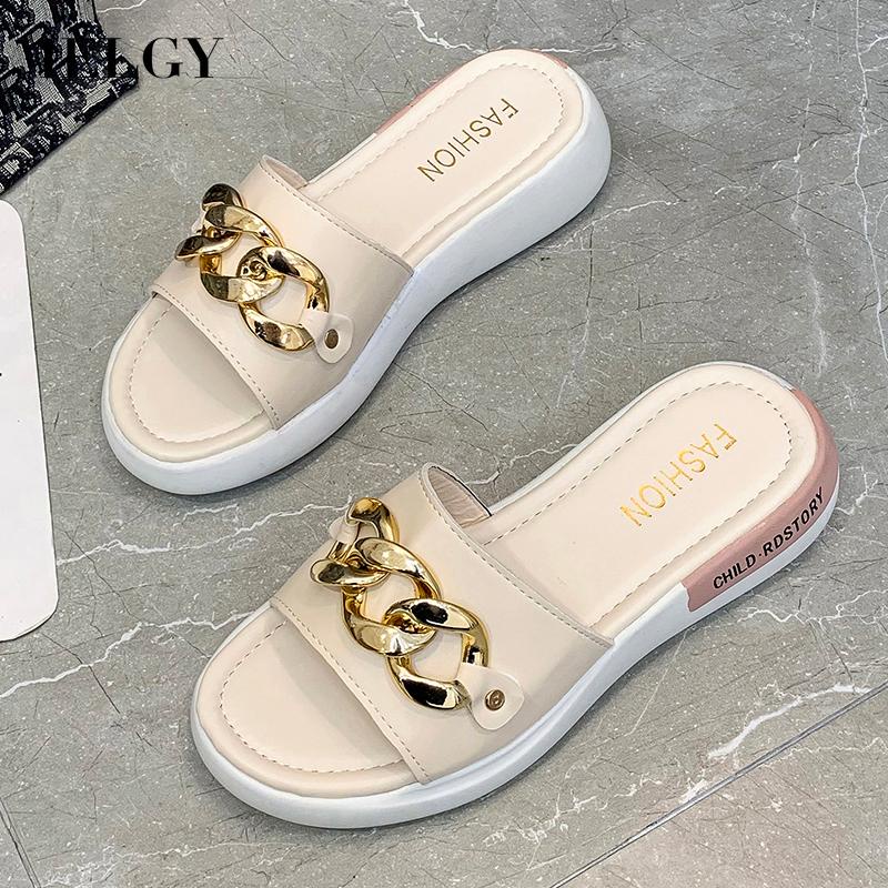 Dép quai ngang IELGY đế bằng mũi tròn thời trang đi biển cho nữ