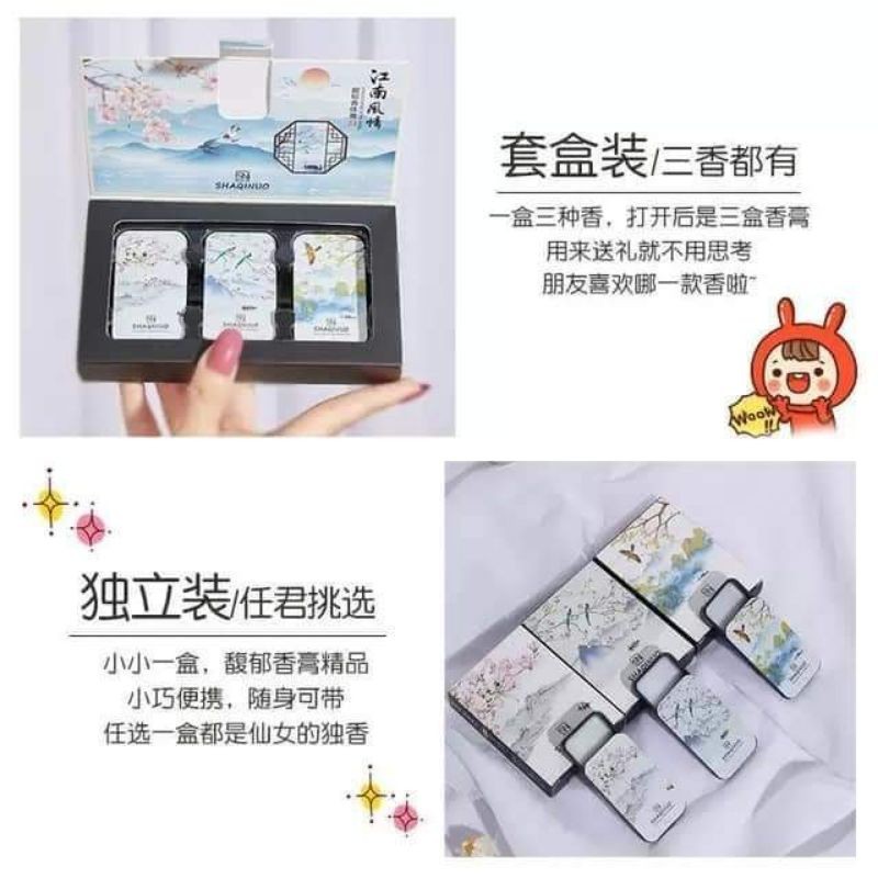 nước hoa khô mẫu mới.1 séc 3 hộp..
