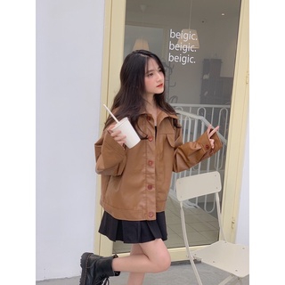 ÁO KHOÁC DA CỔ BẺ JB112 LOLLIE STUDIO