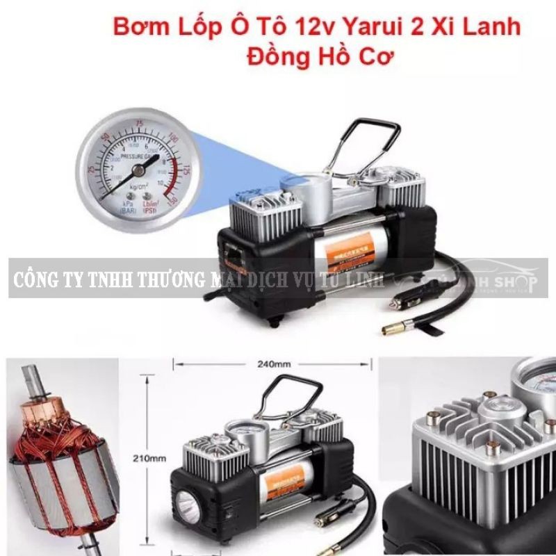 Bơm điện 2 xi lanh ô tô xe máy 12v công suất lớn ( bh 6 thág)