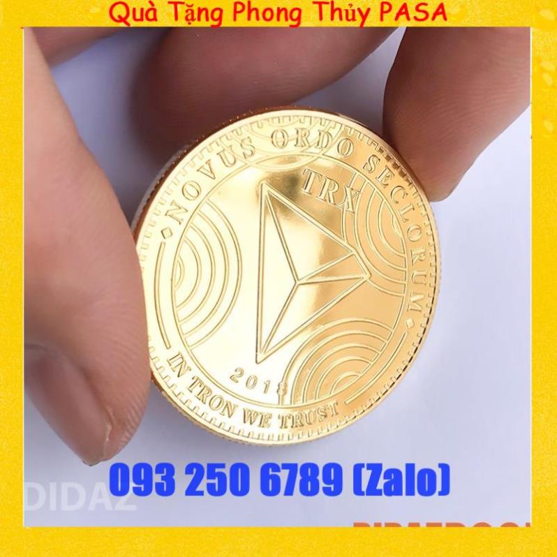 Đồng Xu Tron TRX, Bitcoin mạ vàng, bạc 24k đồ lưu niệm, trang trí, sưu tầm, quà tặng hội nhóm