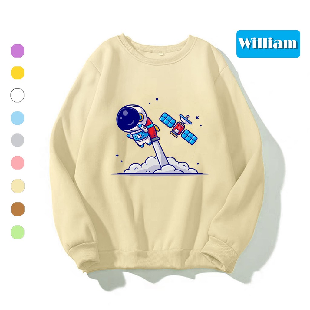 Áo sweater nam nữ in hình Du Hành Gia dễ thương cute, chất nỉ dày dặn, hợp làm áo cặp William - DS157