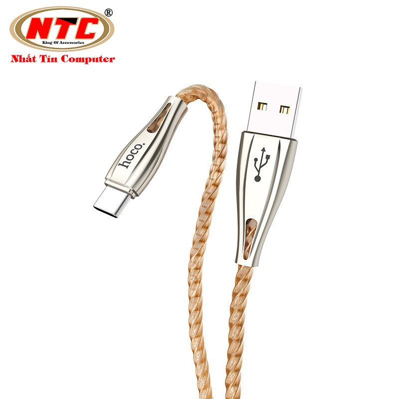 Cáp và truyền dữ liệu Hoco U56 Metal armor cổng Type-C, QC3.0, điện áp 2.4A max, dài 1.2M